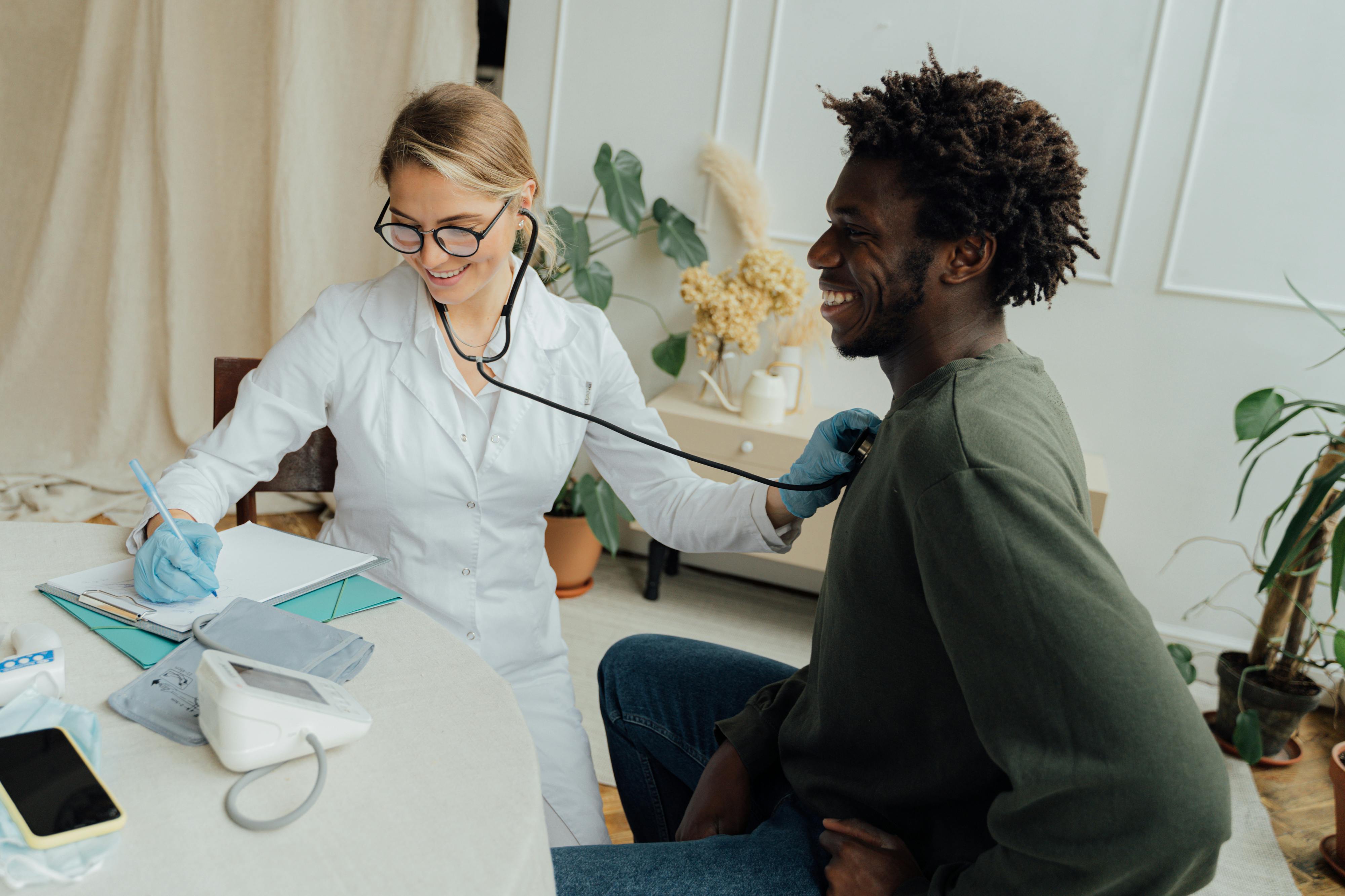Clinician speaking with a patient during care review